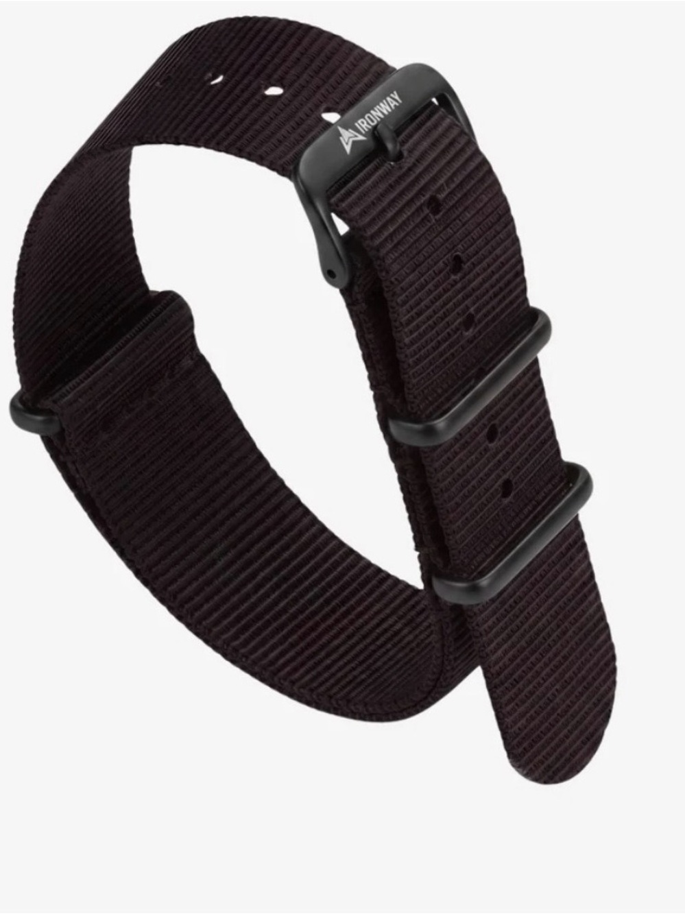 IronWay Nato Nylon Strap Black for Field Watch 41 NWT